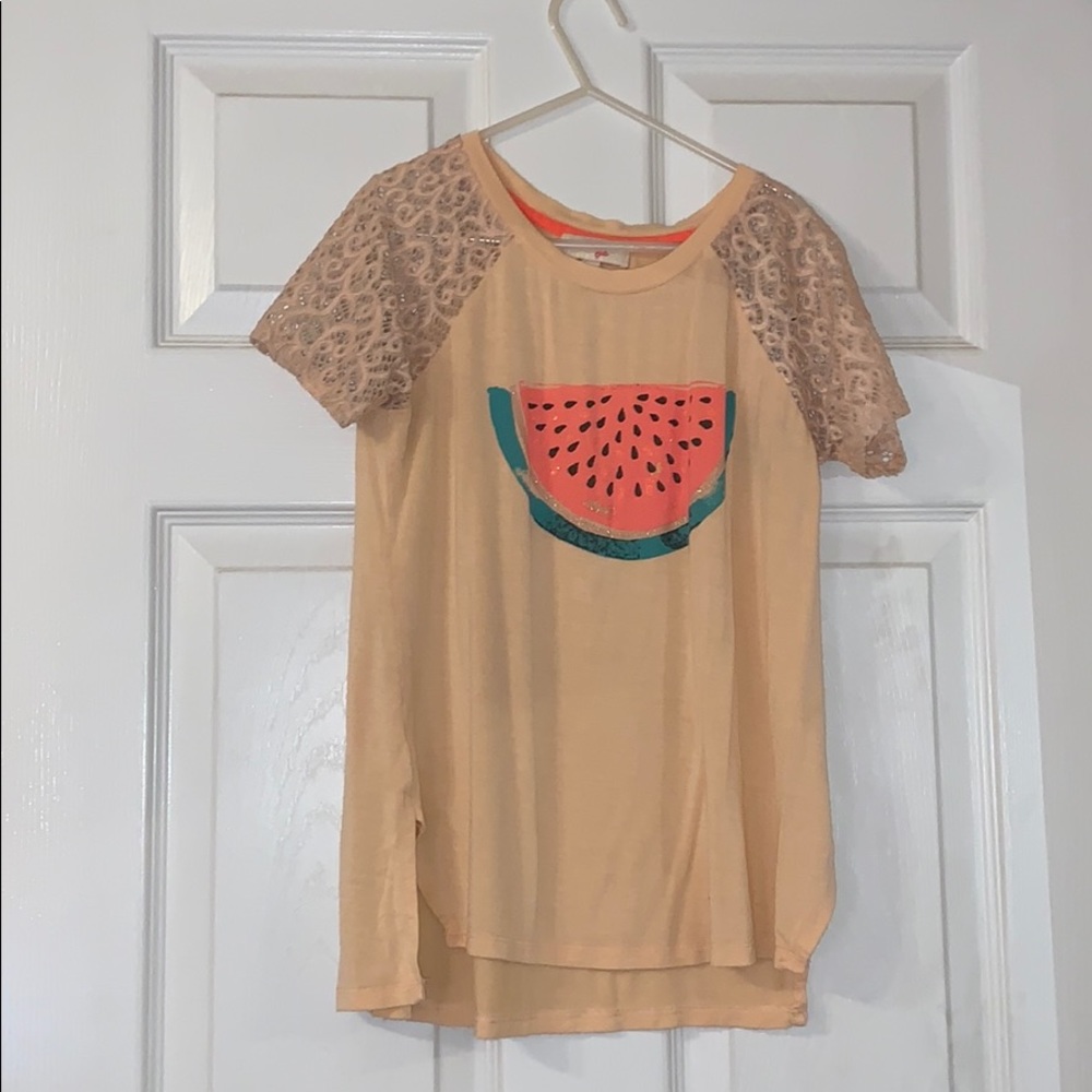 Orange-ish Pink Watermelon Top for Girls